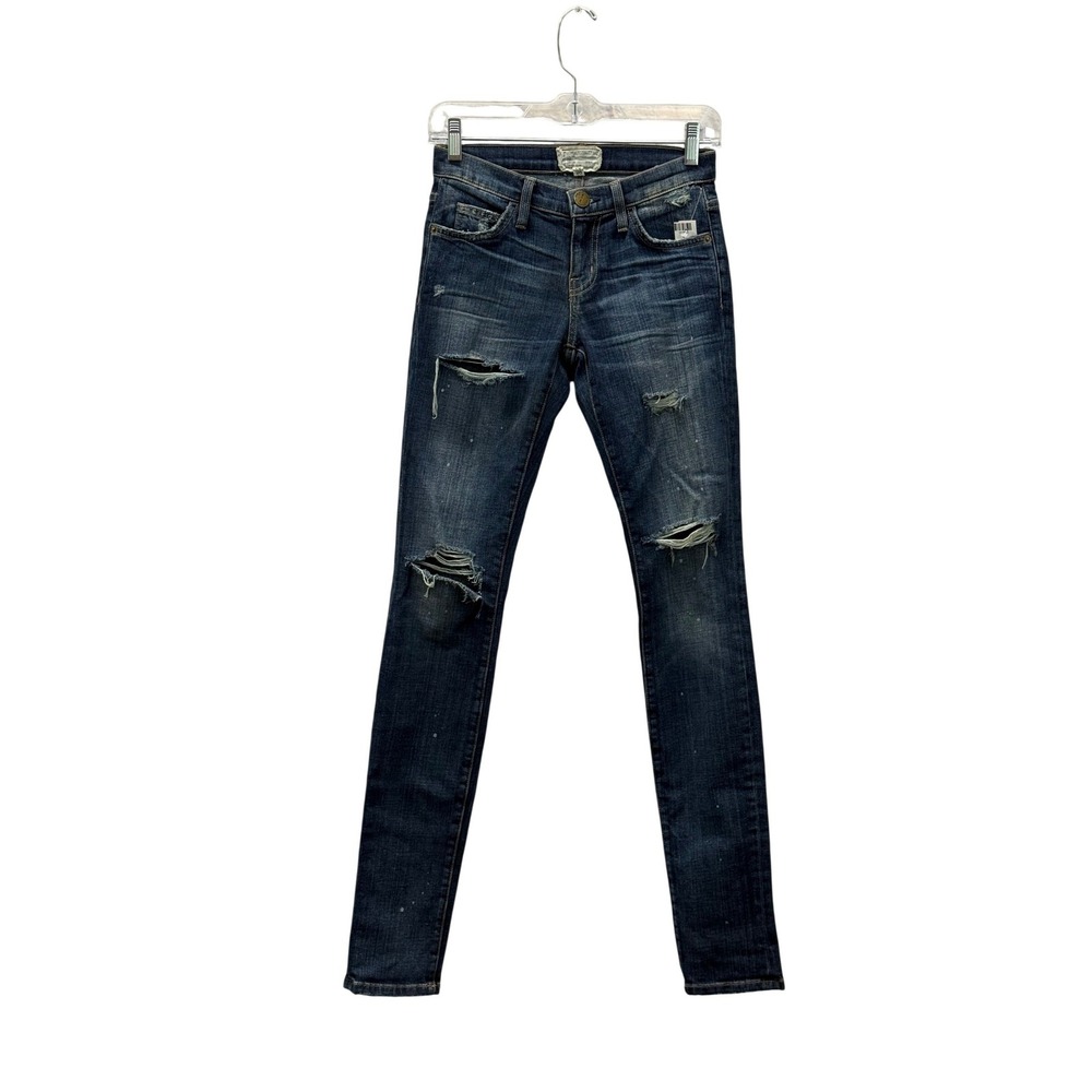 Current/Elliott The Skinny Jeans Womens 23 Blue Excellent Distressed Destroyed